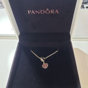 Pandora Red Heart Charm with Chain